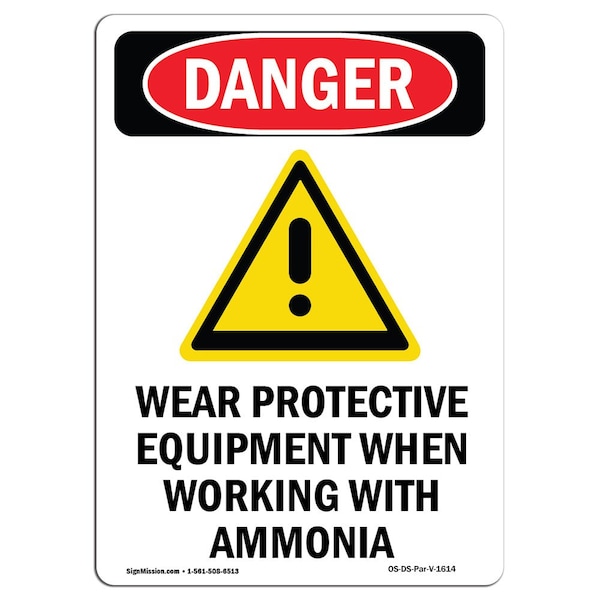 Signmission OSHA Danger Sign, Wear Protective Equipment, 7in X 5in Decal, 5" W, 7" H, Portrait OS-DS-D-57-V-1614 - main